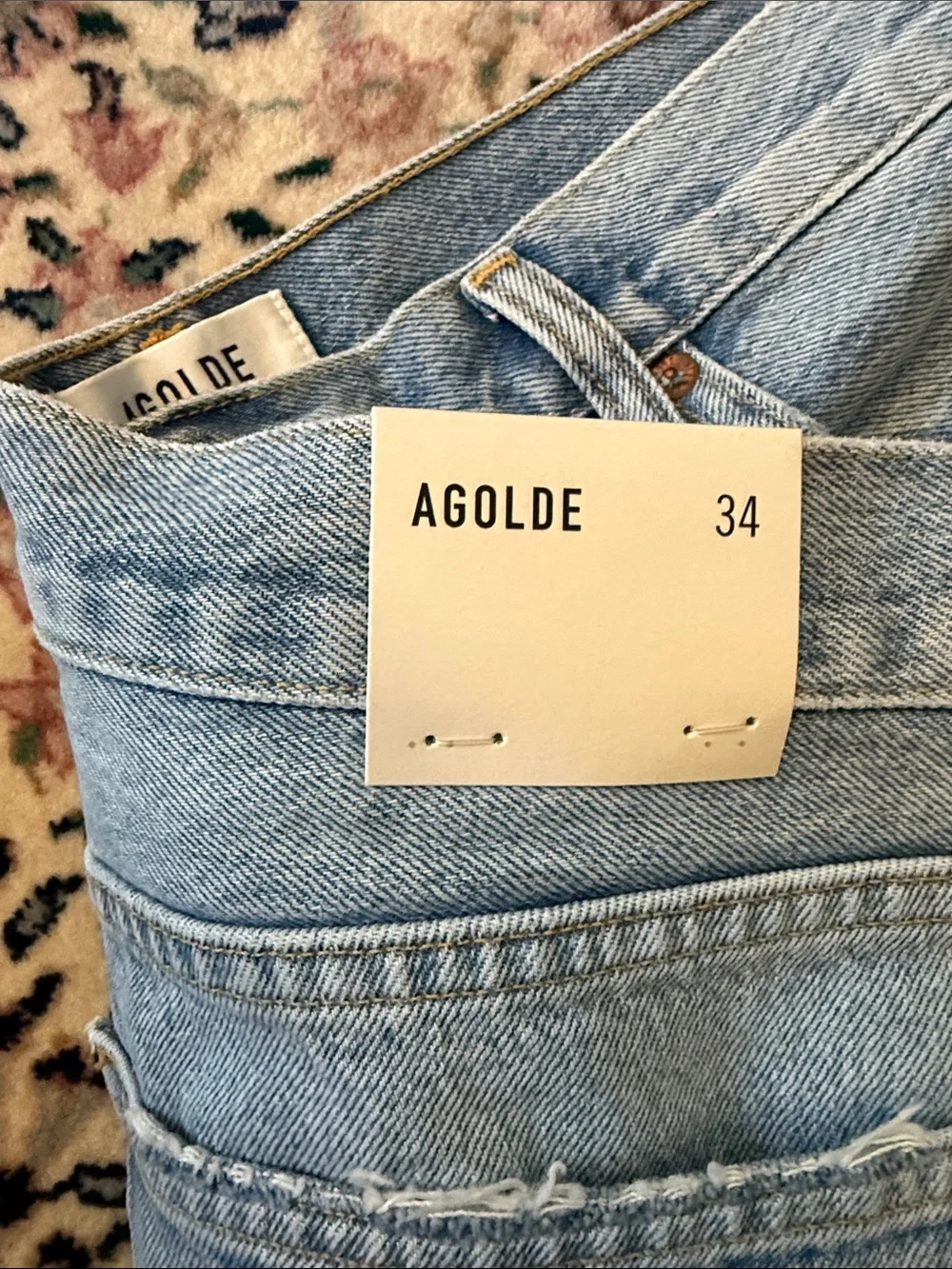 Agolde Light Wash Parker long short Distressed Denim Cutoff Shorts swapmeet 34